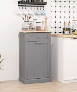 Alternative view of HOMCOM Kitchen Tilt Out Trash Bin Cabinet Free Standing Recycling Cabinet Trash Can Holder With Drawer