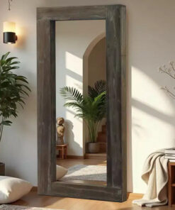 Alternative view of 71x31 inch Solid Wood Right Angled Rectangular Used Brown Full-length Mirror (without Bracket)