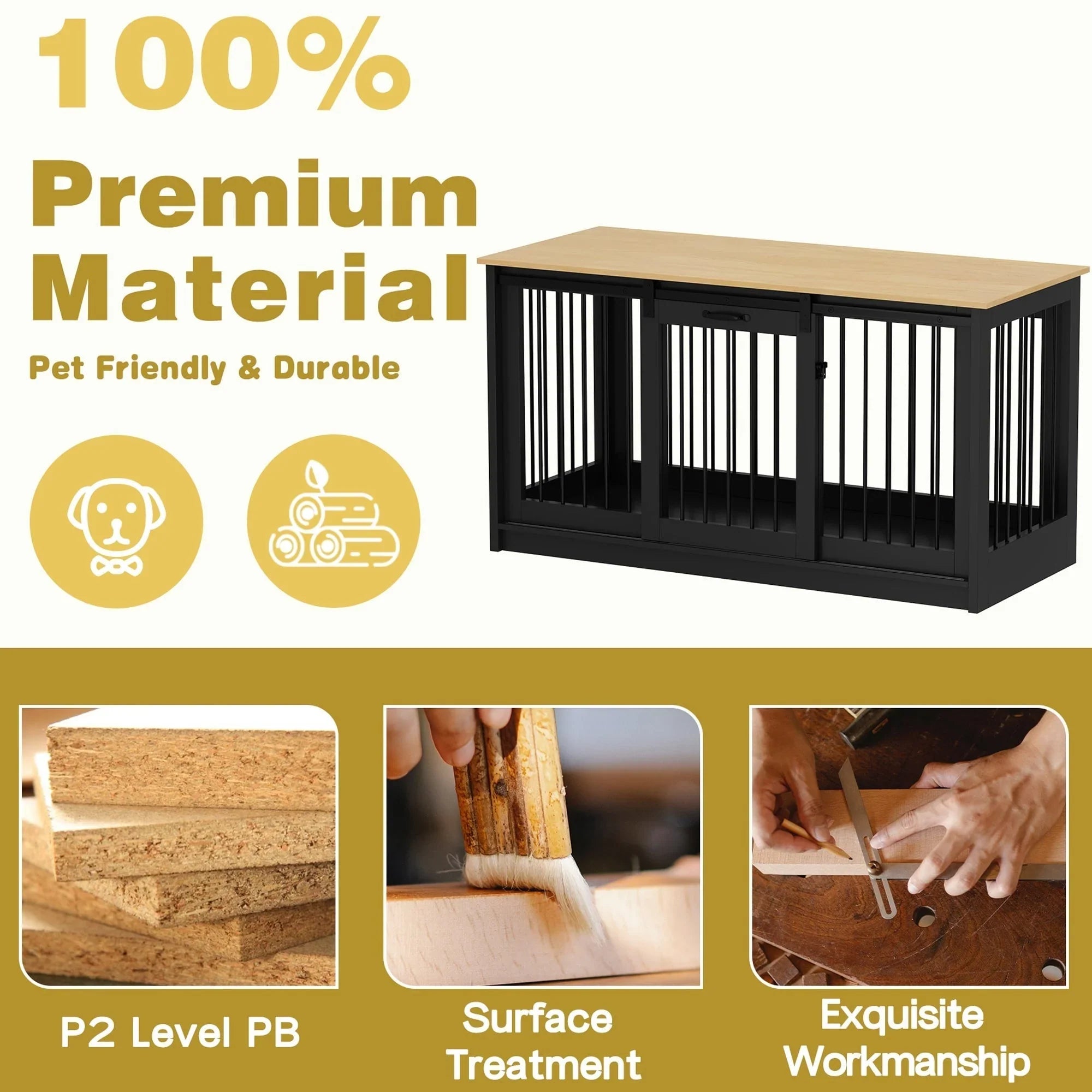 Pet Residence with Iron Tube Reinforcement Stylish & Sturdy Dog Crate – Image 20