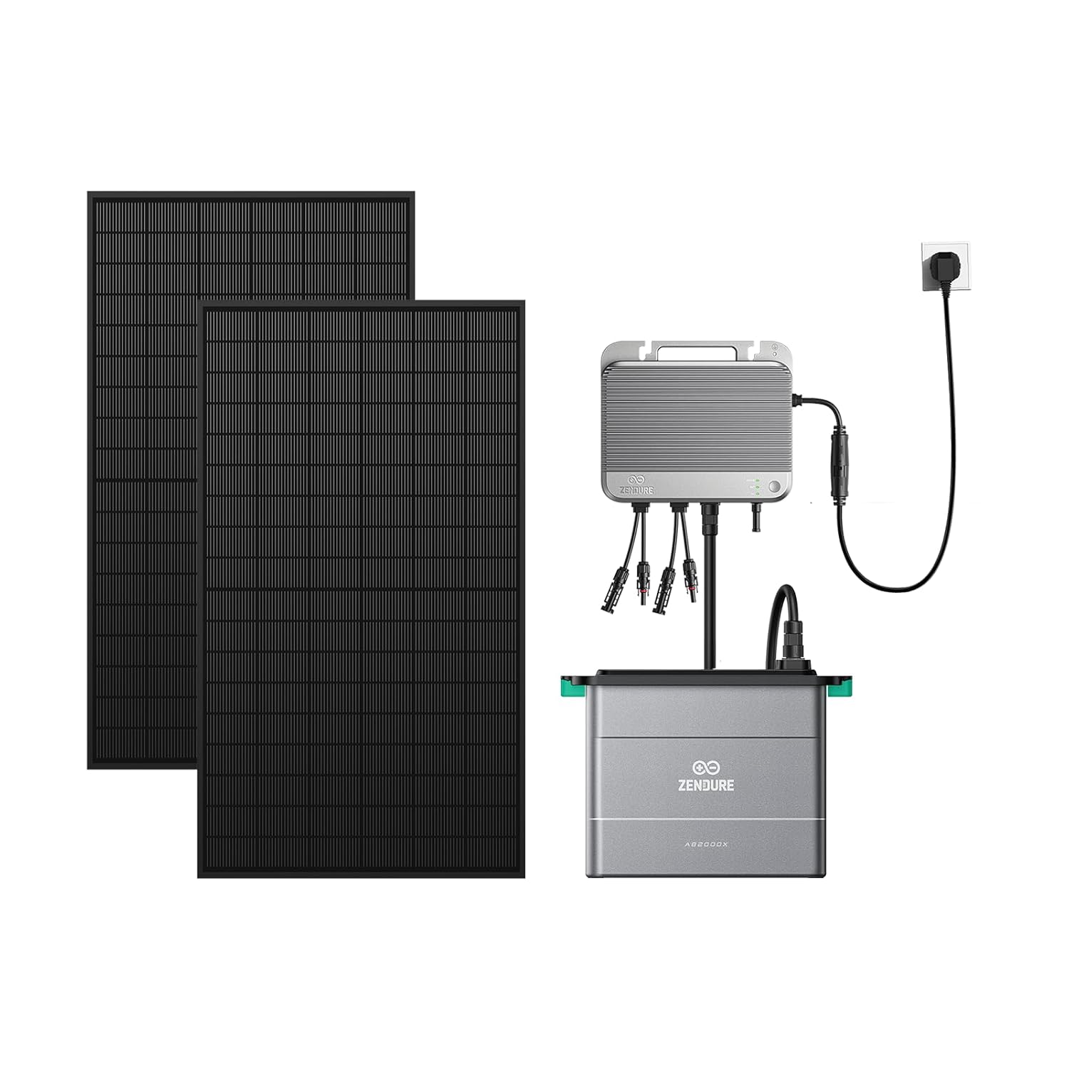 Zendure SolarFlow 800 Micro-onduleur Hybride Intelligent 1200W MPPT, Puissance AC bidirectionnelle de 800 W, avec Panneau solaire Bi-facial 1118W, avec AB2000X Batteries (Installation Facile)
