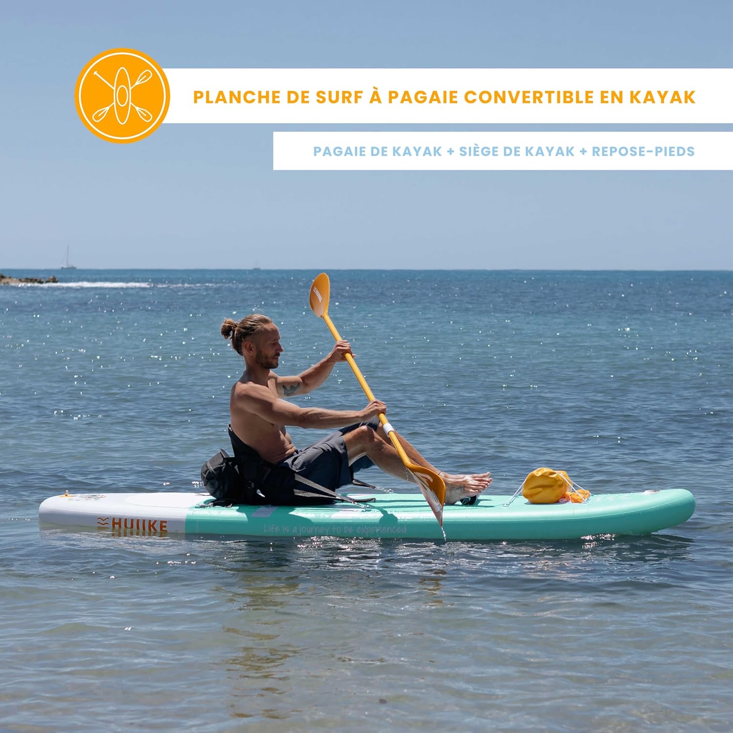 HUIIKE Paddle Gonflable Adulte avec Accessoires Inclus, Pagaie, Ailerons, Pompe. Planche de Stand Up Paddle Grande Stabilité et Résistance. 305 x 84 x 15 cm, Jusqu'à 130 kg – Image 4