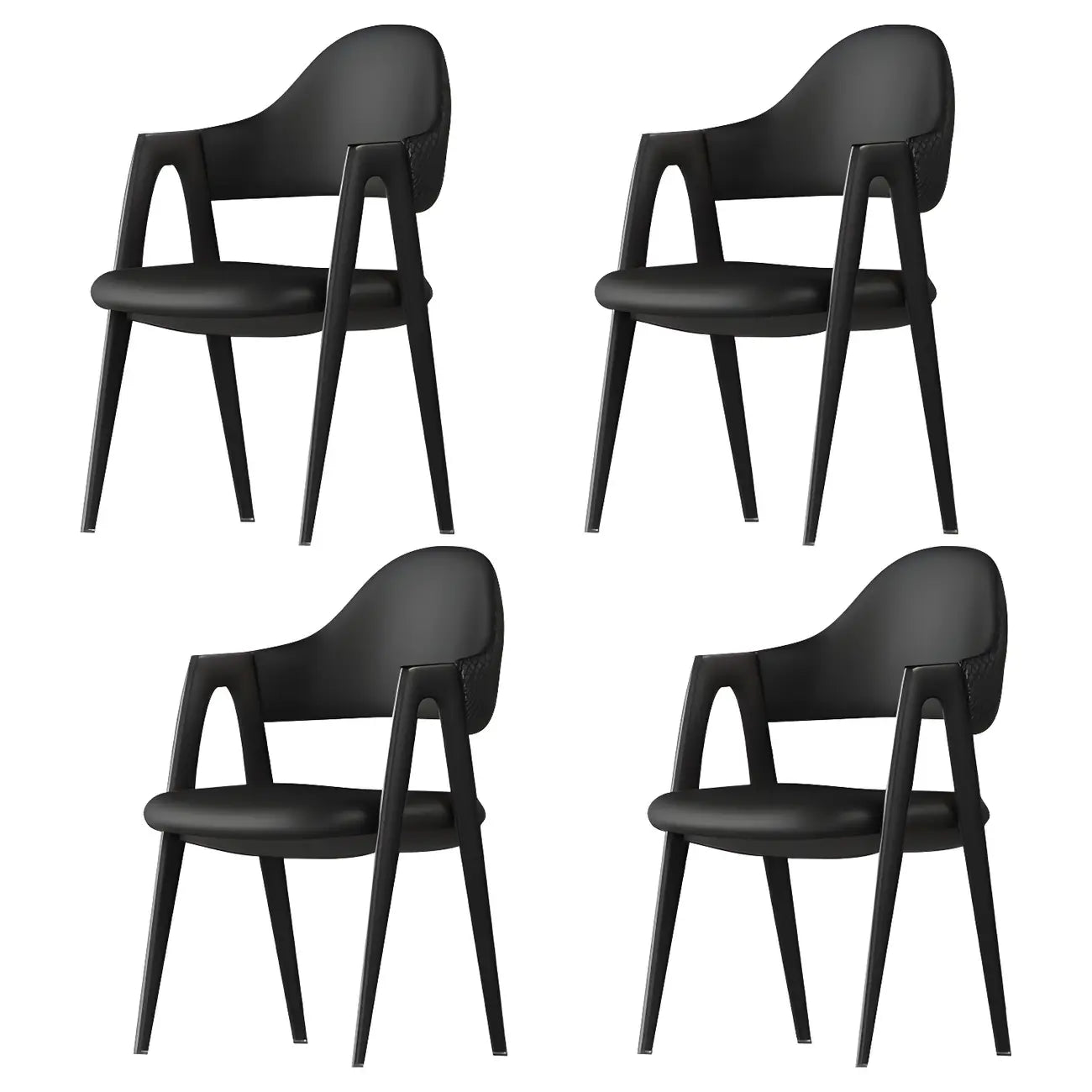 Modern Leather Curved Open Back Arm Dining Chair – Image 12