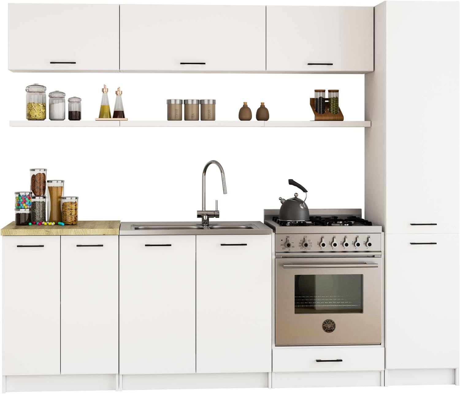 BDW - Colonne Cuisine - Armoire de Rangement 40 cm de Largeur, 205 cm de Hauteur, 57 cm de Profondeur - Spacieuse pour Provisions - Blanc – Image 6