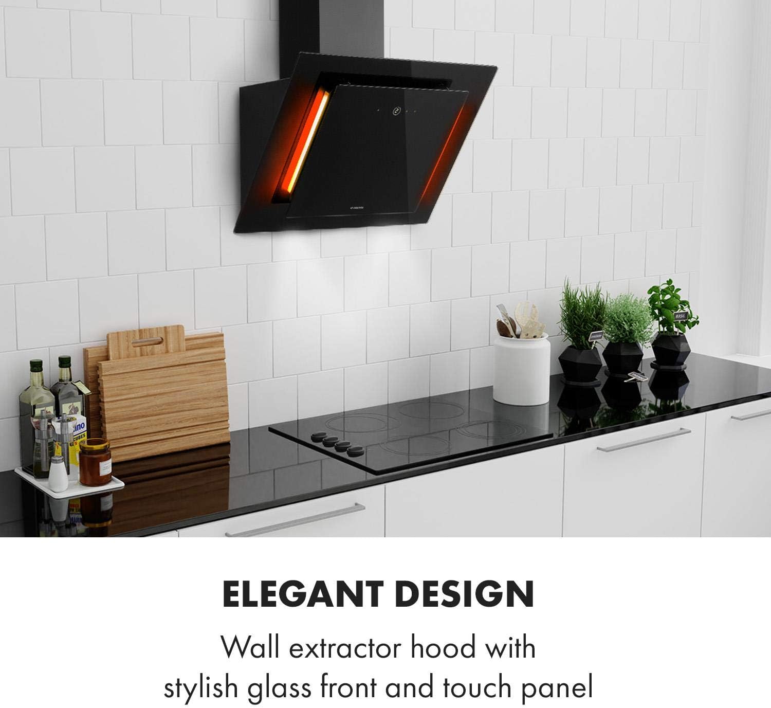 KLARSTEIN Eleonora - hotte aspirante, CEE A++, capacité: 426 m3/h, commande tactile, éclairage LED RVB, 60 dB, évacuation ou recirculation d'air, filtre à graisse, 60cm - noir – Image 2