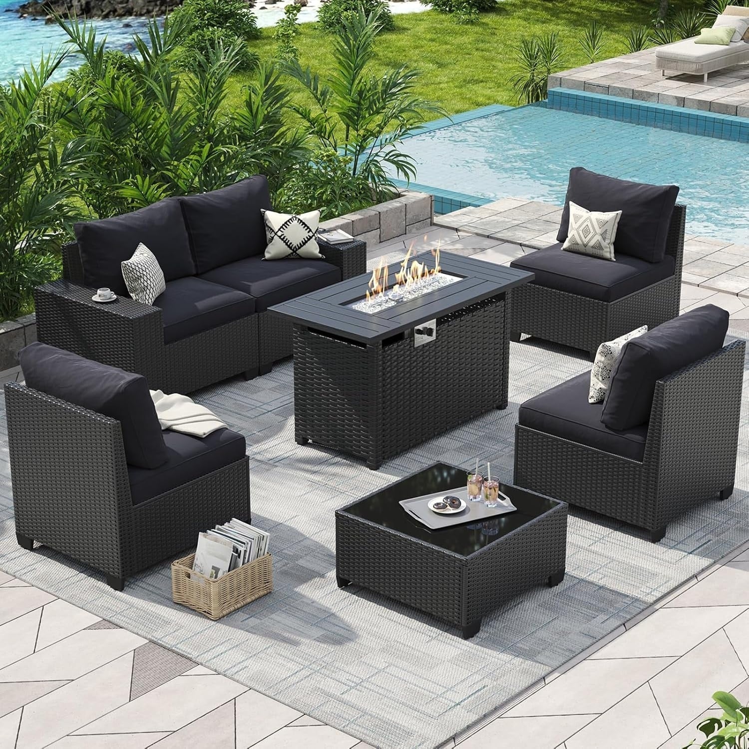 Outdoor Patio Furniture Sets with 4in Thicken Cushion – Image 23
