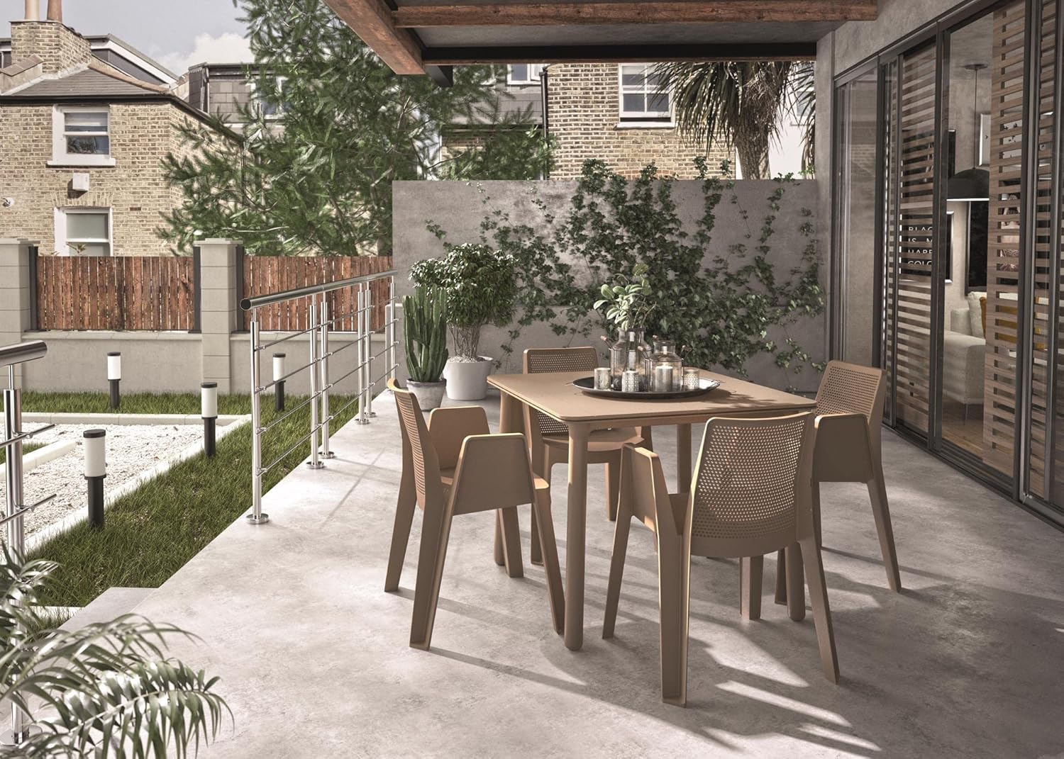 Resol Noa Table carrée Intérieure, Extérieur 90x90 | Jardin, terrasse, Balcon, Salon, Cuisine, Salle à Manger | Design, léger, Polyvalent | 2-4 Personnes | Pied Blanc - Panneau Blanc – Image 8