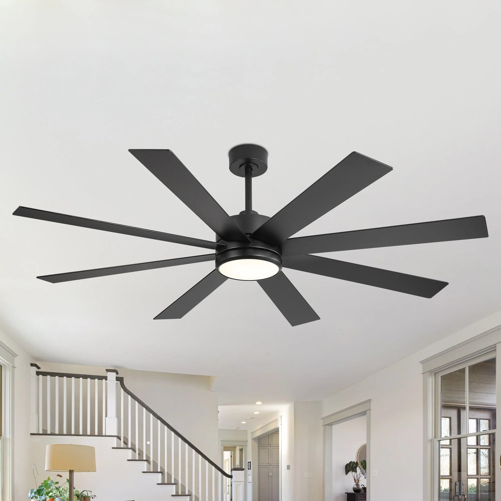 65 Inch 8-Blade Black LED Ceiling Fan with Light and Remote – Image 26