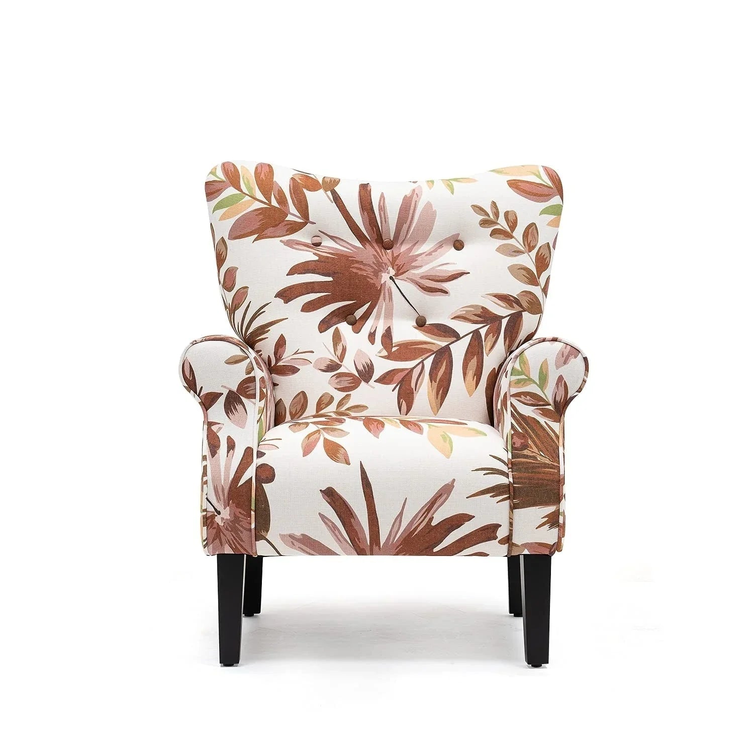 Erommy Modern Accent Chair, High Back Armchair, Upholstered Fabric Button Single Sofa with Wooden Legs for Living Room – Image 57