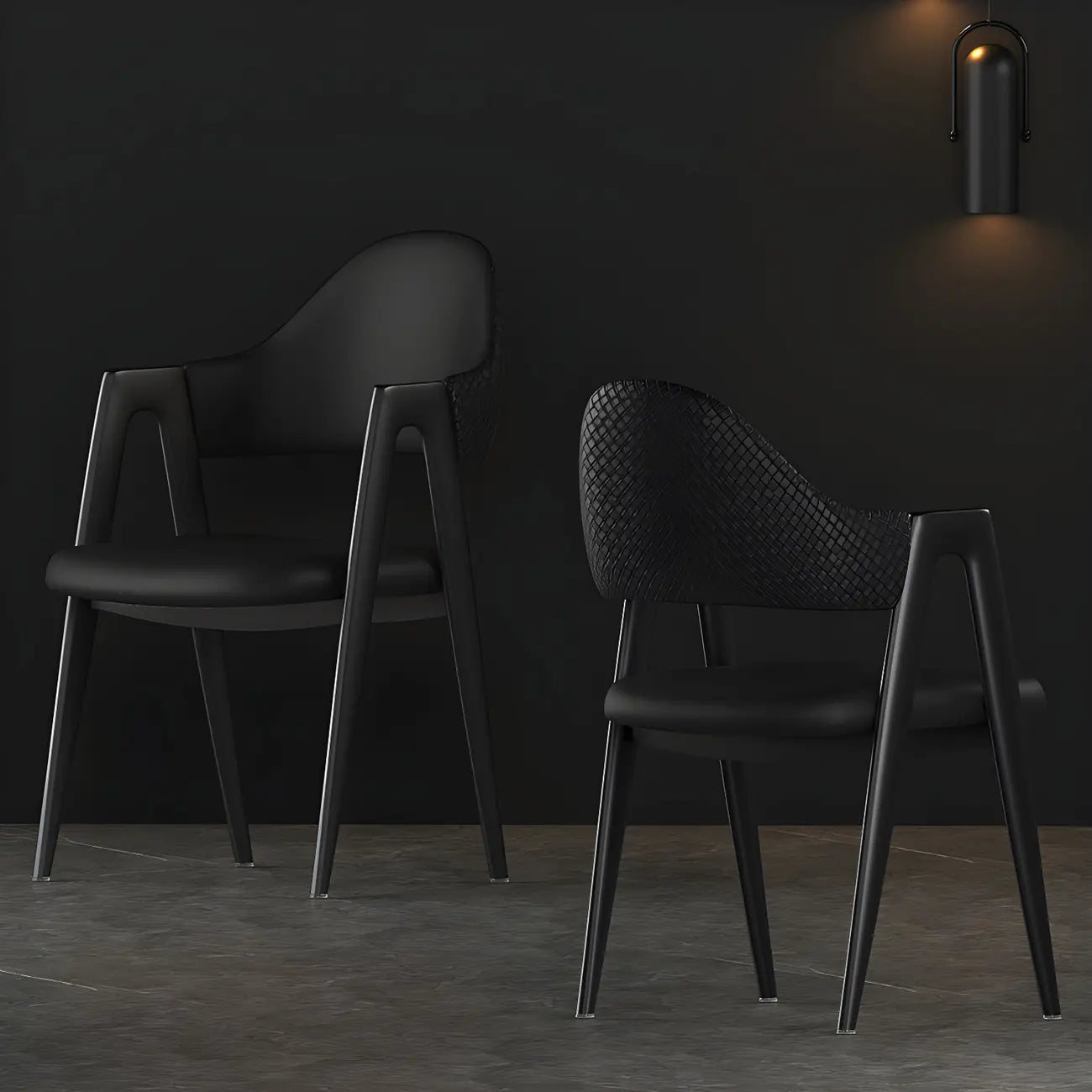 Modern Leather Curved Open Back Arm Dining Chair – Image 58