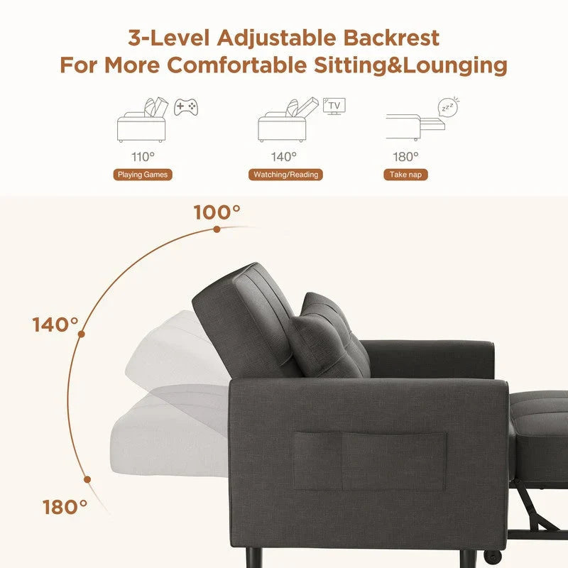 3-in-1 Adjustable Sleeper Sofa Bed, Pull Out Chair Sofa, Convertible Folding Bed for Living Room – Image 69