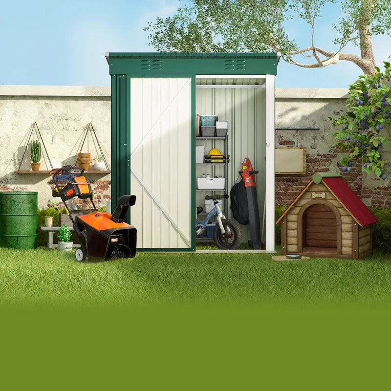 Outdoor Storage Metal Shed Garden Tool Shed with Lockable Door for Patio Furniture and Tools – Image 15